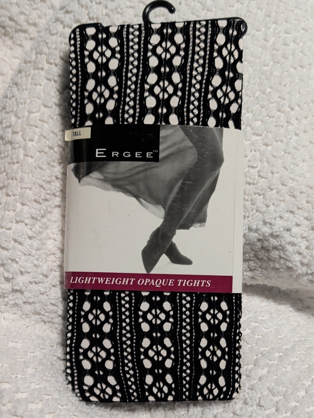 Ergee Black Lace Pattern Opaque Tights TALL